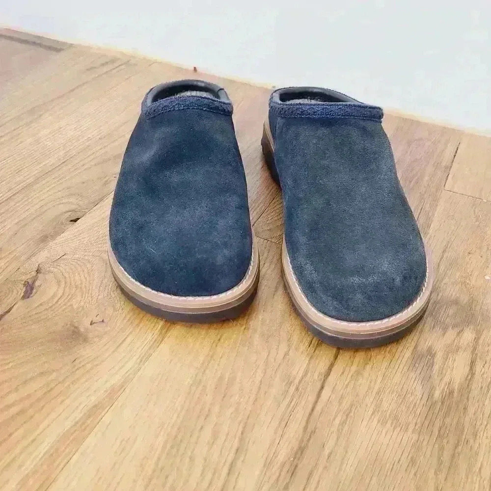 Earthland Suede Mules Slide Clogs Navy Blue EUC Size 8B